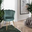 Velvet shell chair for kitchen living room with golden legs Mays Bulk Discounts