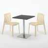 Pistachio Set Made of a 60x60cm Black Square Table and 2 Colourful Gruvyer Chairs 