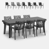 Garden set extendable table 160-220cm 6 chairs black Liri Dark Offers