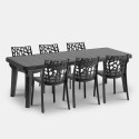 Garden set extendable table 160-220cm 6 chairs black Liri Dark Sale