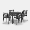 Garden set square table 80x80cm rattan 4 chairs black Nisida Dark On Sale