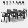 Garden set table rattan 150x90cm 6 chairs outdoor black Meloria Dark Discounts