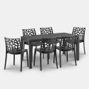 Garden set table rattan 150x90cm 6 chairs outdoor black Meloria Dark Catalog