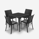 Garden Set 4 Chairs Table Outdoor Square 80x80cm Black Provence Dark On Sale