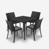 Garden Set 4 Chairs Table Outdoor Square 80x80cm Black Provence Dark On Sale