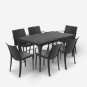 Garden Dining Table Set 150x90cm 6 Chairs Outdoor Black Sunrise Dark On Sale