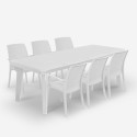 Extendable dining table 160-220cm 6 white garden chairs Liri Light On Sale