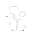 Extendable dining table 160-220cm 6 white garden chairs Liri Light 