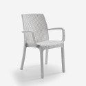 Extendable dining table 160-220cm 6 white garden chairs Liri Light 