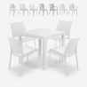 Garden outdoor table set 80x80cm rattan 4 chairs white Nisida Light Promotion