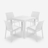 Garden outdoor table set 80x80cm rattan 4 chairs white Nisida Light On Sale