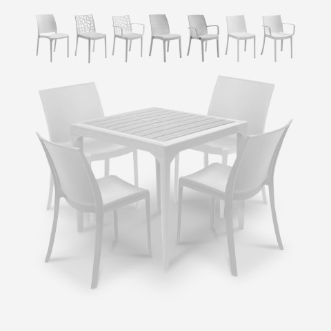 Garden set table 80x80cm 4 chairs outdoor white Provence Light Promotion