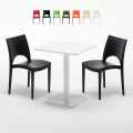 Lemon Set Made of a 60x60cm White Square Table and 2 Colourful Paris Chairs Promotion