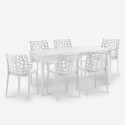 Outdoor Garden Set with 6 Chairs and Table 150x90cm White Sunrise Light On Sale