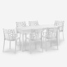 Outdoor Garden Set with 6 Chairs and Table 150x90cm White Sunrise Light On Sale