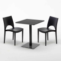 Licorice Set Made of a 60x60cm Black Square Table and 2 Colourful Paris Chairs Model
