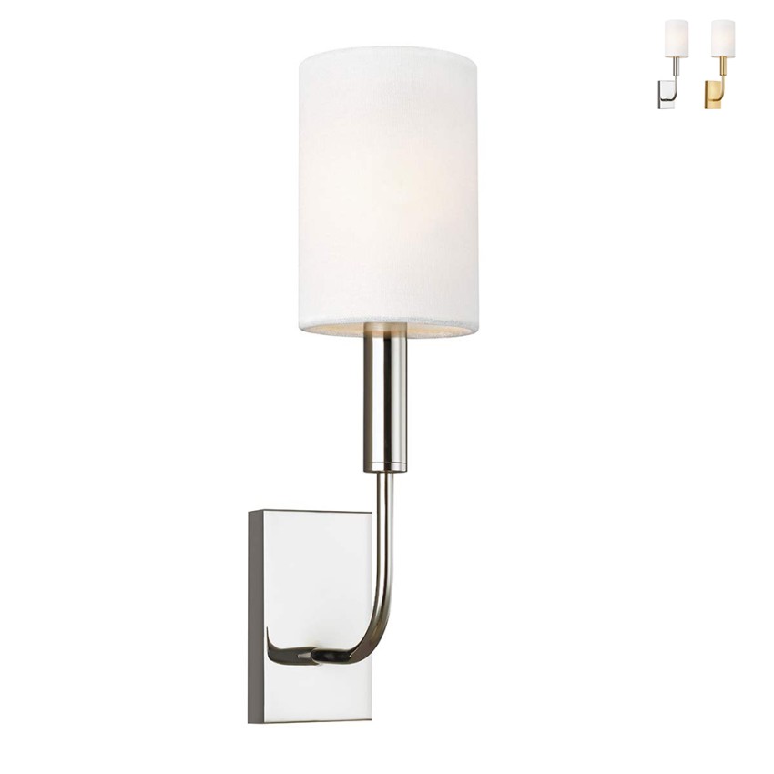 Modern Classic Wall Lamp with White Fabric Lampshade Brianna1 On Sale