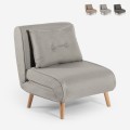 Foldable bed chair with velvet fabric wooden feet Miriam Promotion
