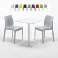 Lemon Set Made of a 60x60cm White Square Table and 2 Colourful Ice Chairs Promotion