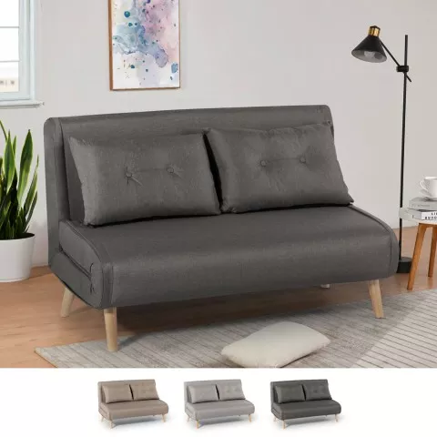 Sofa bed living room 2 seats Scandinavian style velvet fabric Elettra Promotion