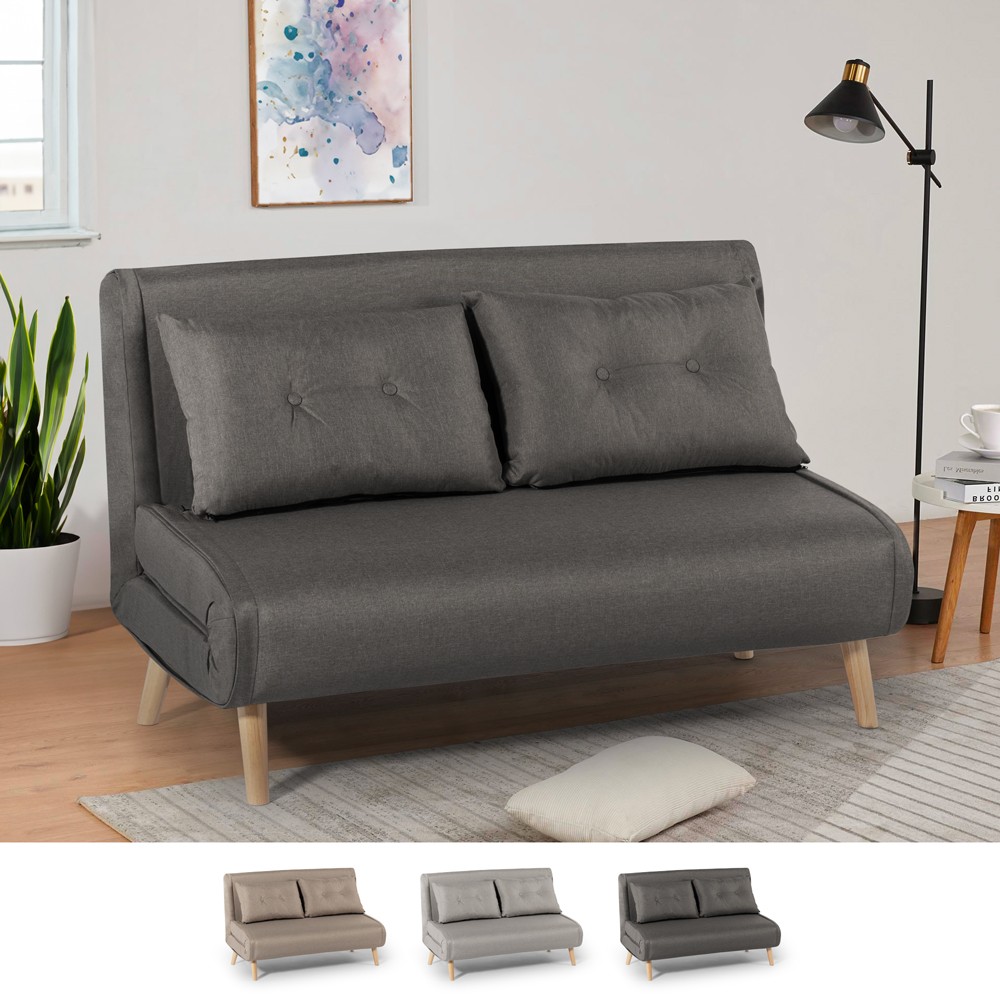 Sofa bed living room 2 seats Scandinavian style velvet fabric Elettra
