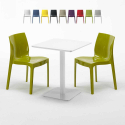 Lemon Set Made of a 60x60cm White Square Table and 2 Colourful Ice Chairs Bulk Discounts