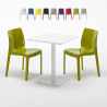 Lemon Set Made of a 60x60cm White Square Table and 2 Colourful Ice Chairs Bulk Discounts