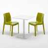 Lemon Set Made of a 60x60cm White Square Table and 2 Colourful Ice Chairs 
