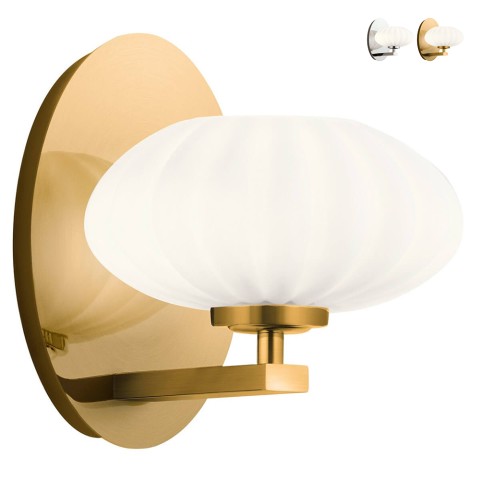 Modern metal wall lamp with white glass lampshade Pim Promotion