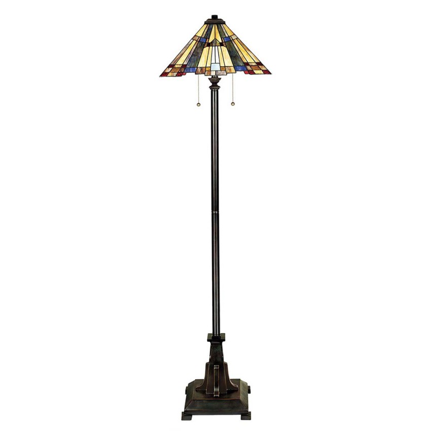 Tiffany Style Classic Floor Lamp with Colorful Inglenook Shade Promotion