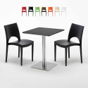 Pistachio Set Made of a 60x60cm Black Square Table and 2 Colourful Paris Chairs Discounts