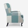 Armchair patchwork relax bergère reclining footrest blue Ethron Discounts