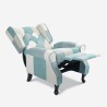 Armchair patchwork relax bergère reclining footrest blue Ethron Choice Of