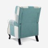 Armchair patchwork relax bergère reclining footrest blue Ethron Sale