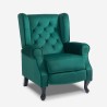 Armchair living room bergère in velvet fabric reclining Ethron Lux Sale