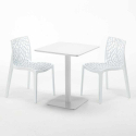 Lemon Set Made of a 60x60cm White Square Table and 2 Colourful Gruvyer Chairs 