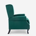 Armchair living room bergère in velvet fabric reclining Ethron Lux Catalog