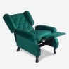 Armchair living room bergère in velvet fabric reclining Ethron Lux Model