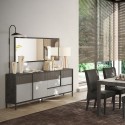 Modern living room sideboard wood 4 doors 1 drawer 206x40x86cm Adhele Characteristics