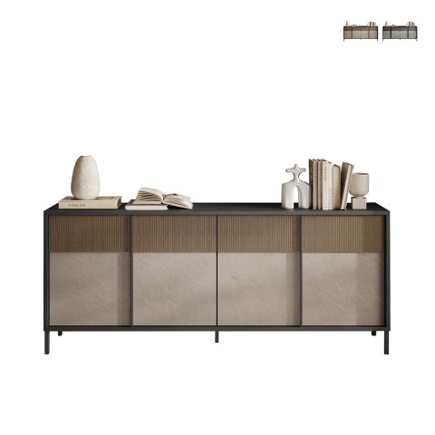 Modern sideboard cabinet living room kitchen 4 doors 206x40x86cm Solna Promotion