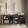 Modern sideboard cabinet living room kitchen 4 doors 206x40x86cm Solna Measures