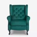 Armchair living room bergère in velvet fabric reclining Ethron Lux Discounts