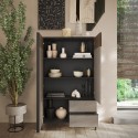 modern tall living room cabinet with 3 shelves 2 drawers 106x177cm Blaine Measures