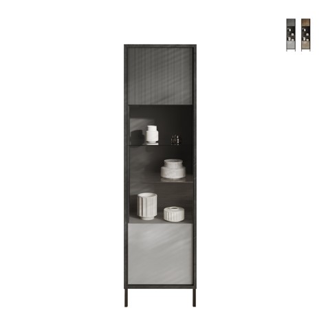 Modern living room display cabinet 2 shelves 55x40x203cm Winona Promotion
