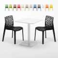 Lemon Set Made of a 60x60cm White Square Table and 2 Colourful Gruvyer Chairs Promotion