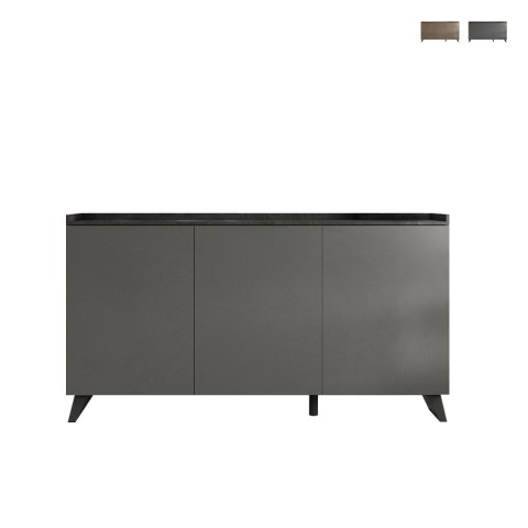 Modern sideboard 3 doors living room kitchen in wood 181x42x99cm Inver Promotion