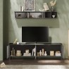 Mobile TV design 4 doors living room modern wood 241x42x72cm Hemet Model