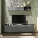 Mobile TV design 4 doors living room modern wood 241x42x72cm Hemet Offers