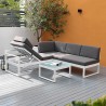 Garden lounge set outdoor corner sofa + glass coffee table Jamila Sale