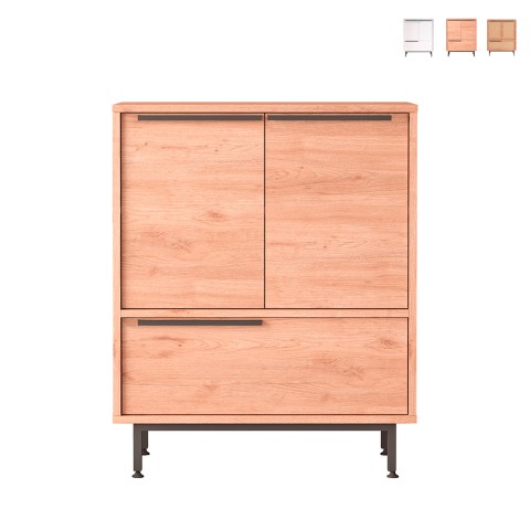 Multipurpose Mobile Kitchen Cabinet Shoe Rack 3 Doors Wood 75x36x90cm Thaon Promotion